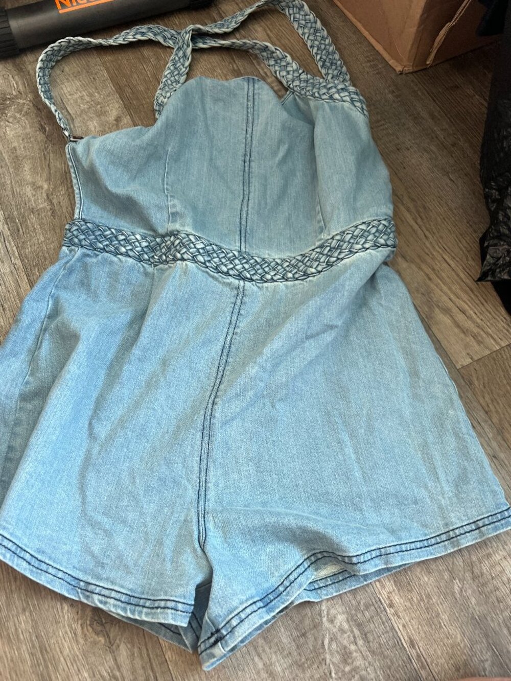 Free People Karina Denim Romper size L - Picture 5 of 15